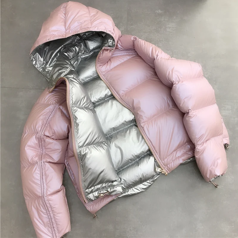 Зимнее пальто женская куртка на 2019 белом утином пуху Женское зимнее двустороннее