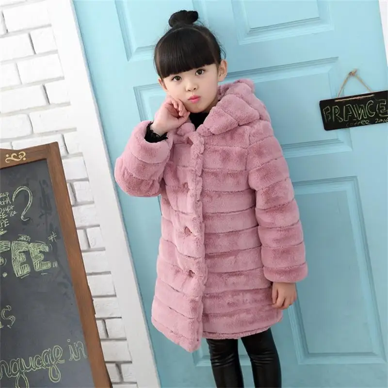 Pink Куртки для девочек, коллекция года, осенне-зимняя верхняя одежда для детей пальто-кардиган для девочек детская одежда Повседневная Длинная куртка пальто для девочек ростом от 120 до 160 см - Цвет: Pink