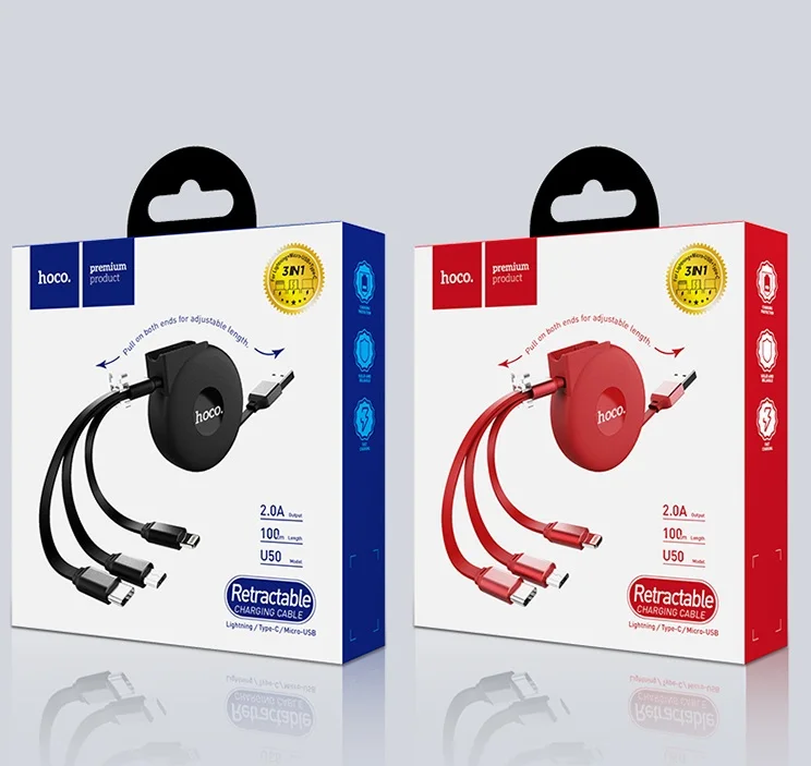 HOCO 3 в 1 USB кабель для iPhone X 8 7 6 3в1 Micro usb type C зарядный кабель для samsung S9 Универсальный мобильный кабель для зарядки телефона