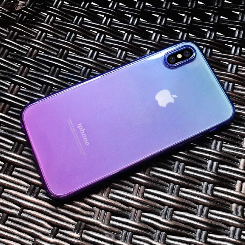 Ударопрочный ультратонкий градиентный цветной Мягкий ТПУ чехол для iPhone 6 6s 7 8 Plus X 10, Задний защитный чехол для телефона s