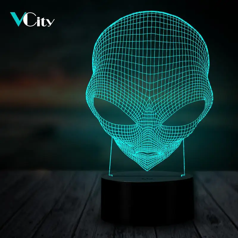 

VCity Alien 3D Ночной светильник ing светодиодный USB многоцветный Luminaria стол Декор украшение дома подарки для детей на Хэллоуин