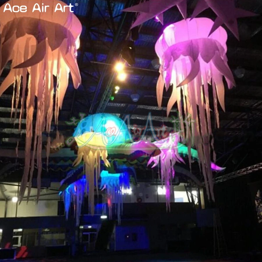 

6 pcs illuminating inflatable jellyfish,scaleph Jelly fish with led bubble lights inside for Stage and wedding decoration