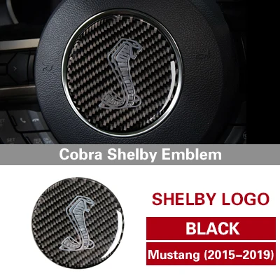 Black Cobra Emblem TPIC внутреннее Автомобильное рулевое колесо Cobra Shelby Horse логотип эмблема углеродное волокно наклейка для автомобиля Стайлинг для Ford Mustang - Название цвета: Black Cobra Emblem
