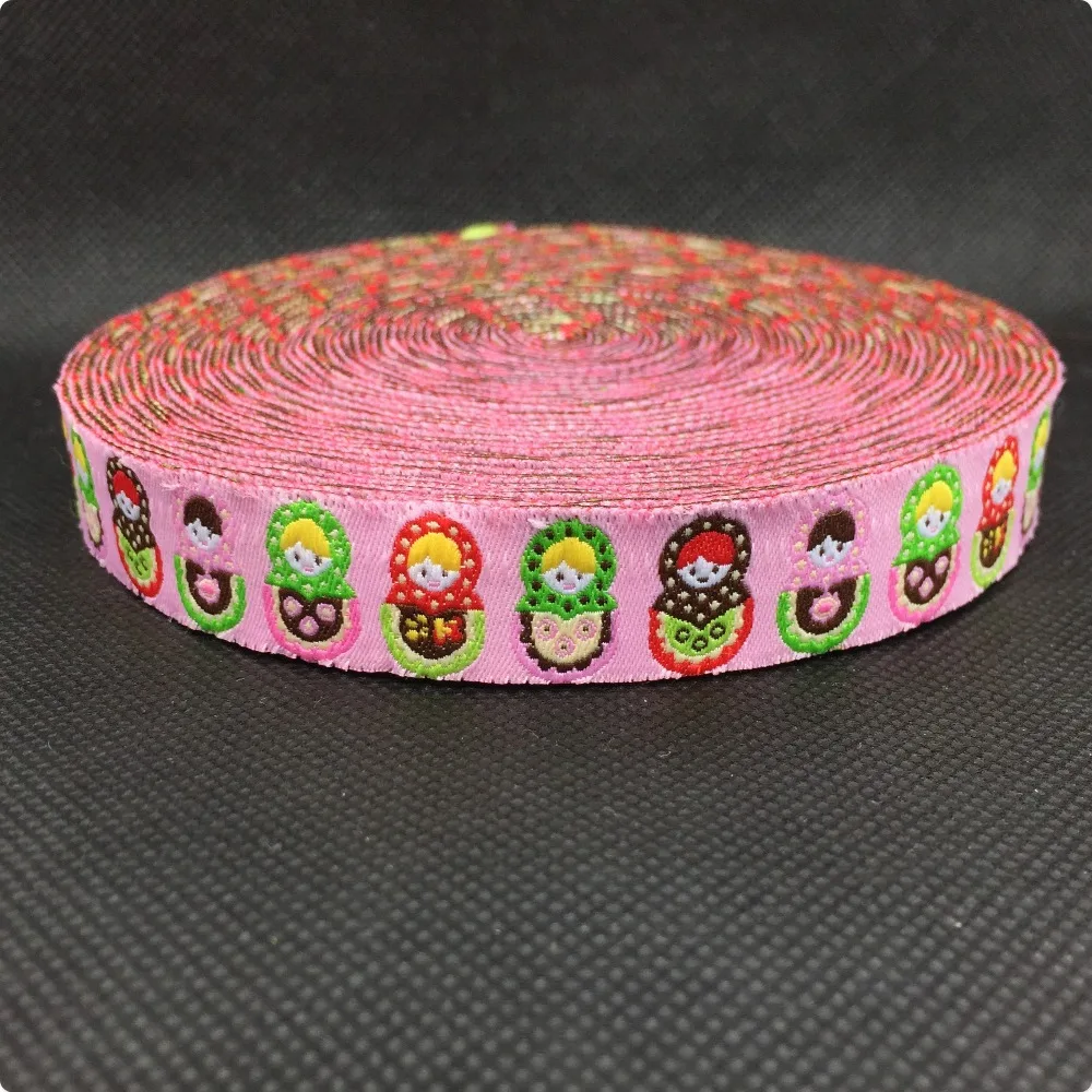 

Zakka handmade accessories laciness ribbon woven Jacquard Ribbon with Matryoshka doll 5/8" 16MM 10yards/lot