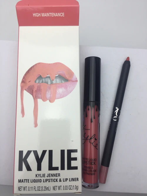 hot new KYLIE matte lipstick+lips pencil makeup lasting waterproof liquid lip gloss kilie lipstick kyliejenner lip - Color: HIGH MAINTENANCE