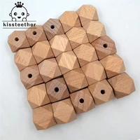 50pcs beech wood bead unfinished natural 12mm geometric hexagonal wooden beads for diy baby teether nacklace