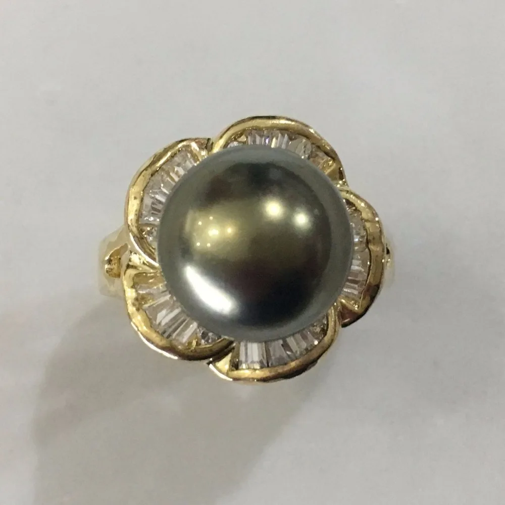 R010 Новое Элегантное кольцо с инкрустацией из кристаллов 18kgp в форме цветов 12 мм