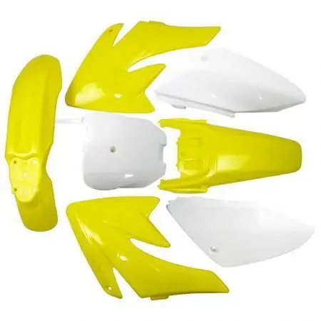 4 yellow 3 white TDPRO новые Брызговики мотоцикла пластмассы обтекатель крыло обтекатель обшивки тела наборы подходит Honda CRF70 150cc 160cc 200cc питбайк - Цвет: 4 yellow 3 white