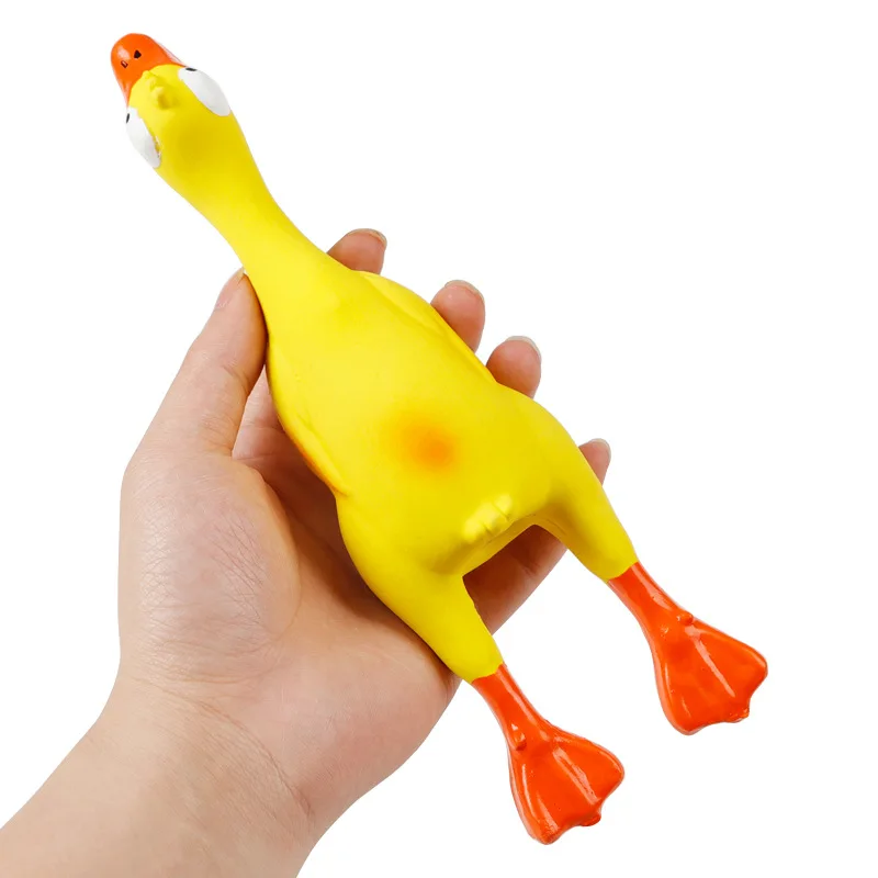 Squawking Chicken Dog Toys 23cm Yellow Rubber Squeeze Squeaky and Screaming Duck Pet Perfect Gift for Pets or Kids | Дом и сад