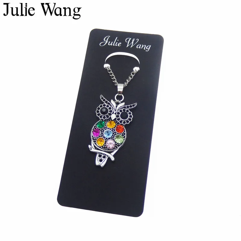 Julie Wang 1 шт. Женское Ожерелье Античное серебряное ожерелье с кулоном в виде совы
