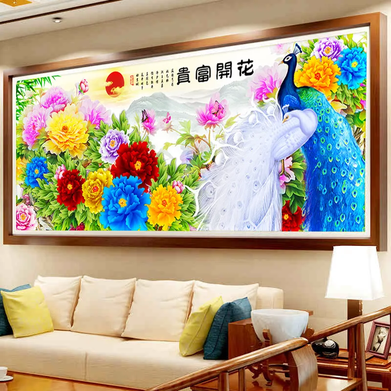 Алмазная вышивка 5d своими руками мозаика специальная форма полный павлин пион