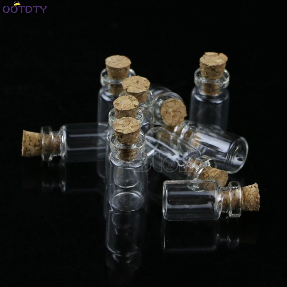 10pcs/lot 0.5ml 18x10mm Mini Glass Bottle Vial with Cork Stopper Storage Pendant | Дом и сад