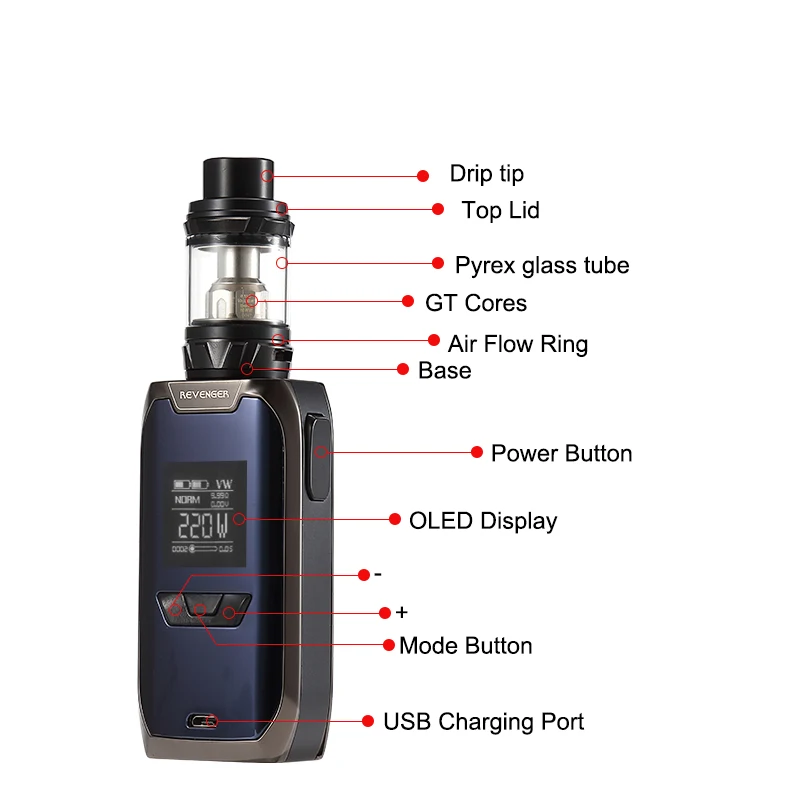 Оригинальный Vaporesso Revenger Kit электронная сигарета Vape E-Cig с 220 Вт несколькими