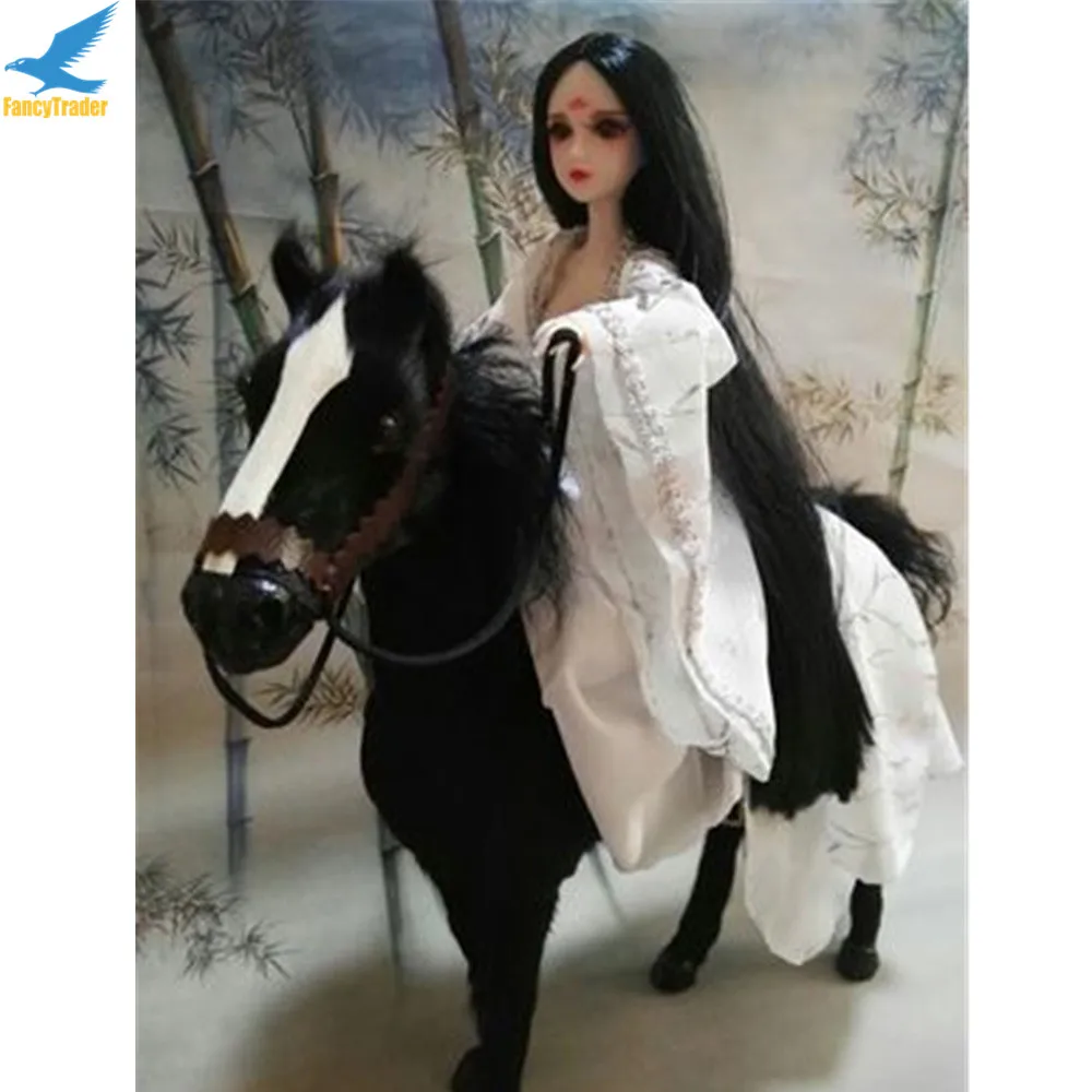 Fancytrader имитация 1/6 весы Ferghana лошадь игрушка с седлом домашнее украшение