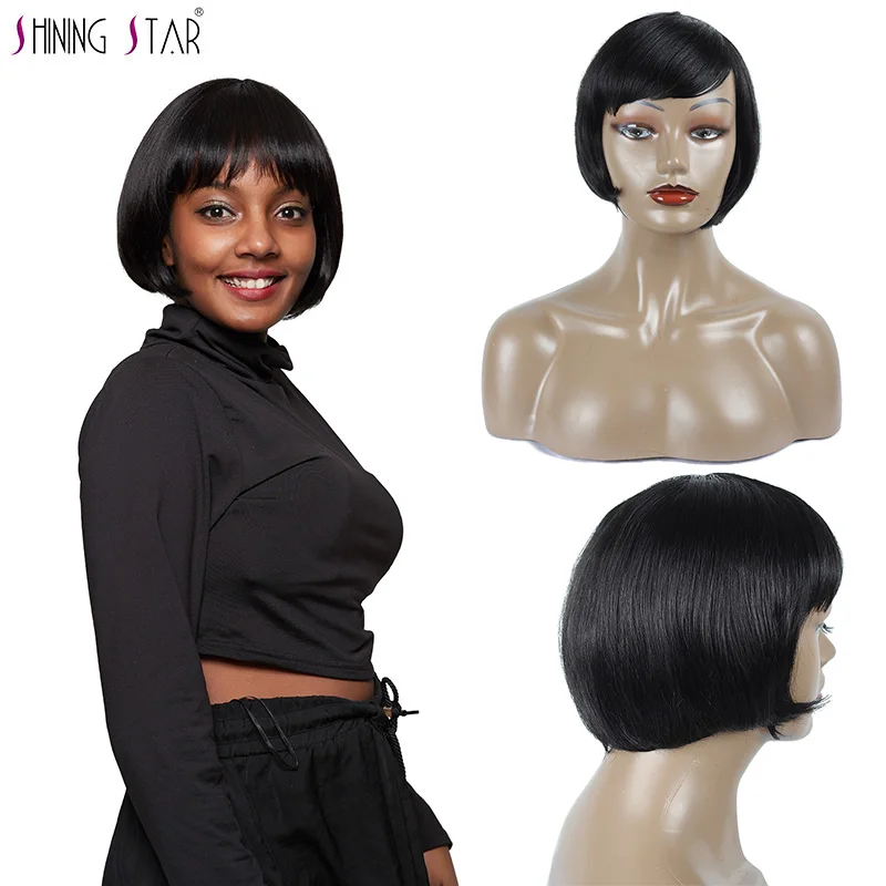 Парики из искусственных волос без шапочки основы короткий кудрявые черный парик