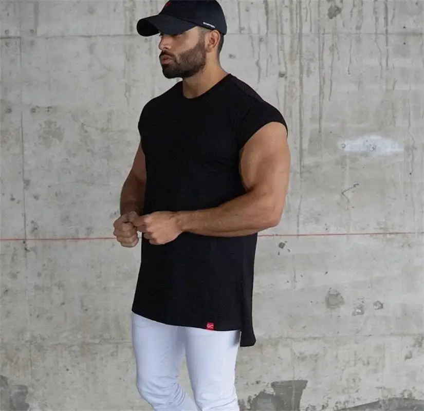 Мужские Футболка с коротким рукавом Slim Fit повседневное Блузка Топы летние костюмы Мышцы Тройник