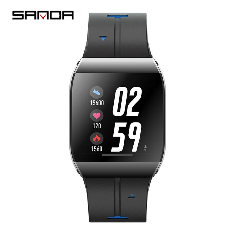 Blue SANDA X1 HD Большой Дисплей пожилых мужчин помощник жизни новые умные цифровые часы женские напоминание сердечного ритма часы шаг наручные часы - Цвет: Blue