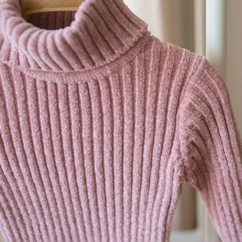 Winter Baby Girls Solid Long Sleeve Turtleneck Knitwear Thicken Sweaters Children Kids Knitted Clothes ropa de ninas | Детская одежда и