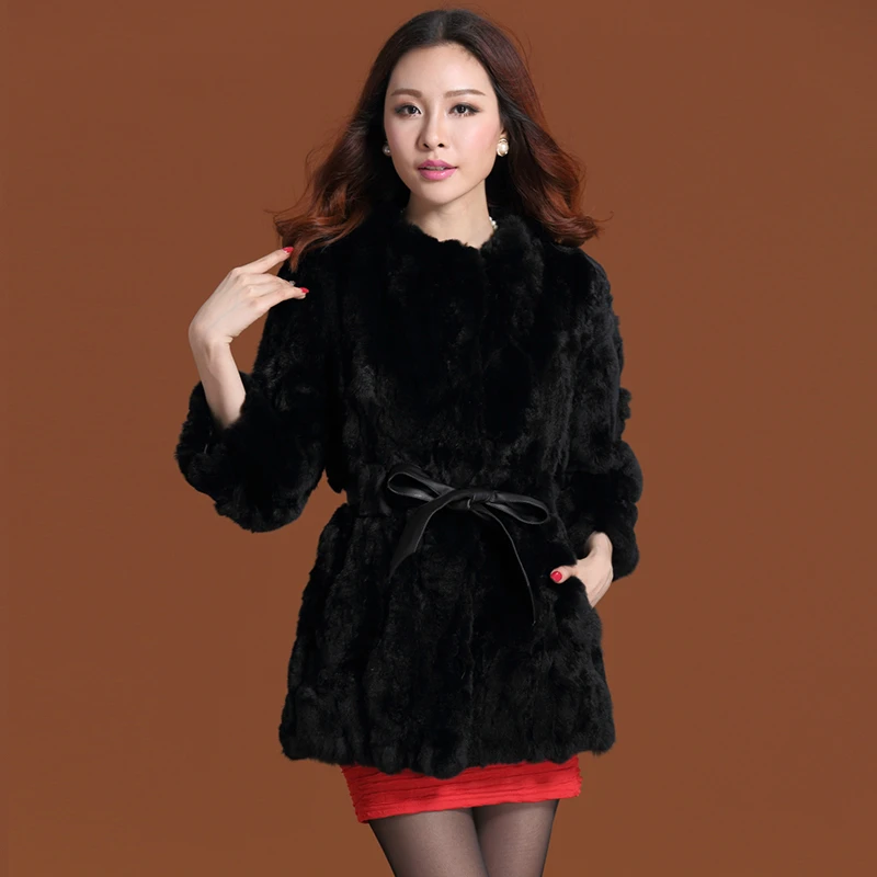 AYUNSUE 2020 New Autumn and Winter Natural Rex Rabbit Fur Coats Women O-Neck Long Slim Real Coat Female Outerwear YS2814004 | Женская