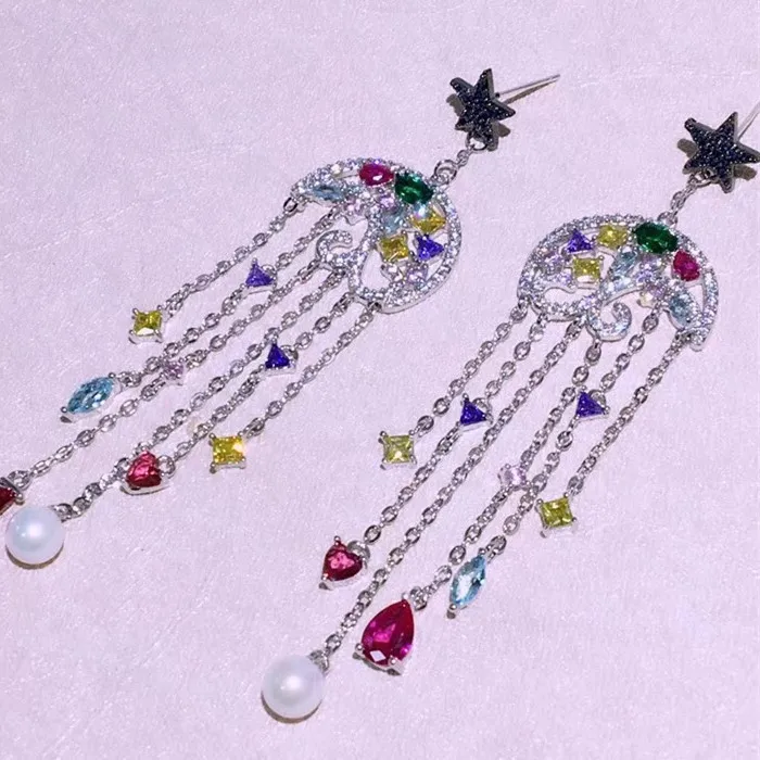Модные дизайнерские Медь Jewelry 3A кубического циркония вечерние серьги | Украшения