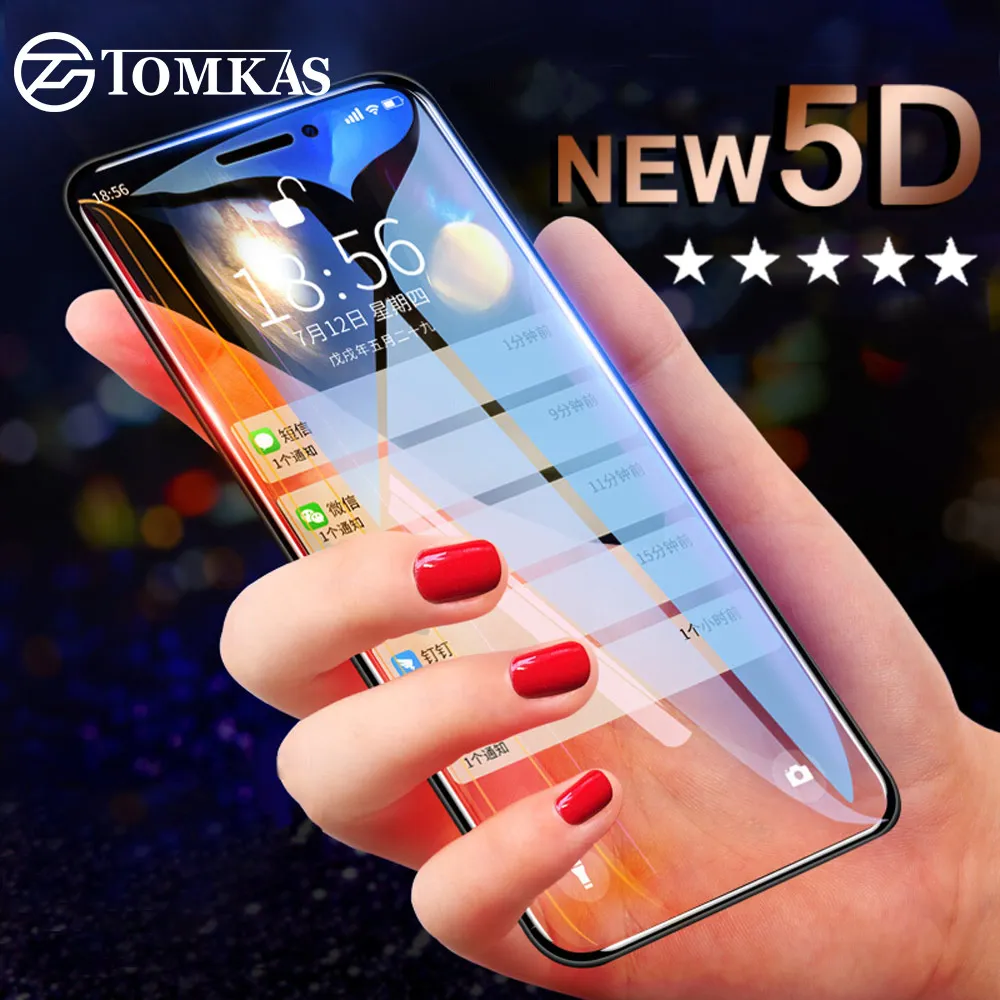 TOMKAS 5D закаленное стекло для iPhone X XS Защитная пленка экрана Защитное XR Max 2018 защита