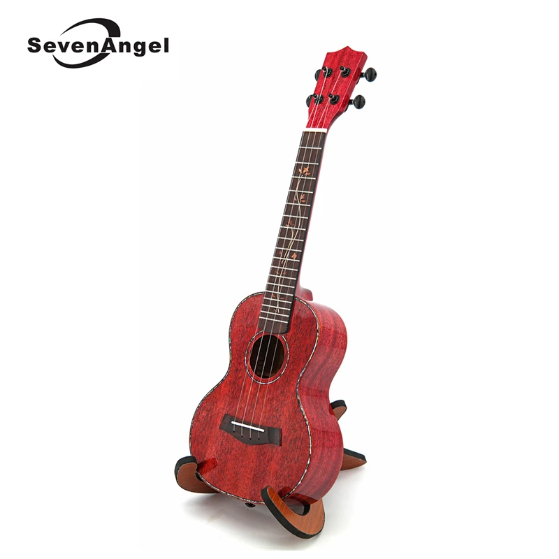SevenAngel 23 дюймов Высокая-класс миниатюрная гитара укулеле-только задник, однотонный цвет, дерево из красного дерева, Глянцевая 2 Цвет гитара ручной работы