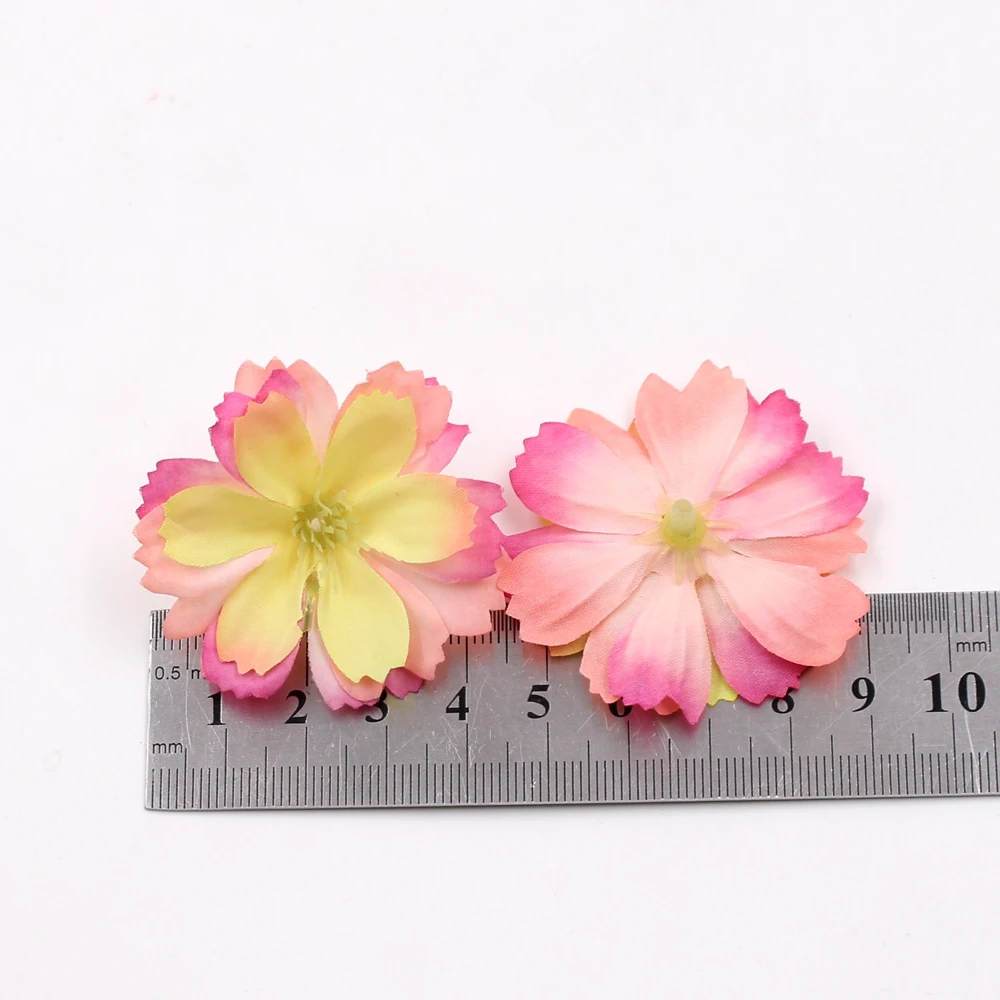 

New 10pcs 4.5cm artificial flowers silk plum flower head wedding home decoration DIY flower wall decoration craft gift folder