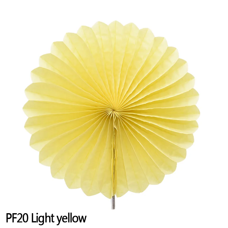 PF20 Light yellow 5 шт. 10/15/20/25 см бумажный веер вертушка круглый Фонари для свадьбы, праздника, вечерние висит с цветочным узором на день рождения Набор сделай сам DIY 8z - Цвет: PF20 Light yellow