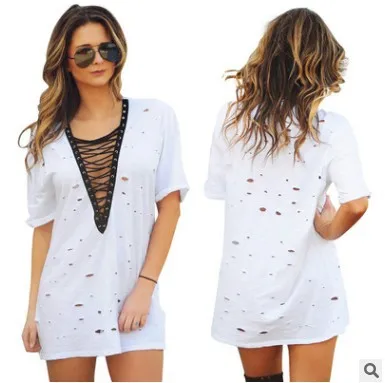 Summer летнее платье футболка 2017 женское сексуальное облегающее с глубоким v