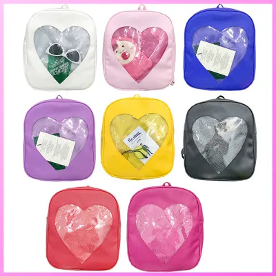 

2021 Ita Bag Candy Pu Leather Backpacks for WomenTransparent Love Heart Shape School Bags School Backpack for Girls