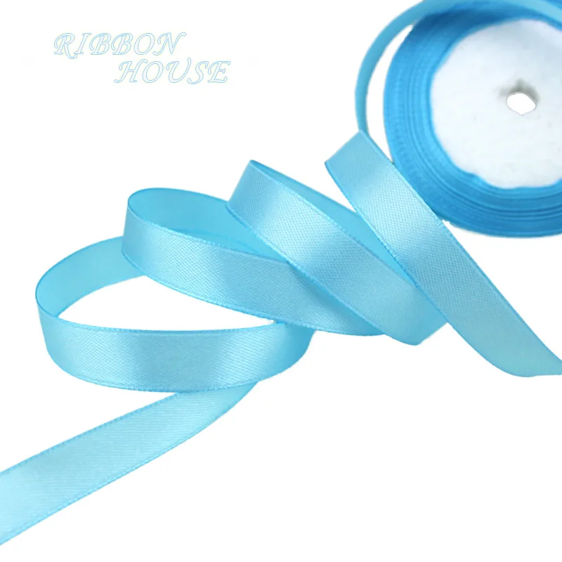 Sky Blue 25 ярдов/рулон) 1/"(12 мм) односторонняя Свадебная атласная лента украшение подарок рождественские ленты - Цвет: Sky Blue