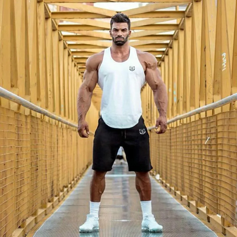 Мужская майка для фитнеса из хлопка с коротким рукавом и круглым вырезом | одежда