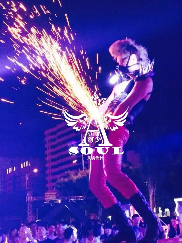 

Electronic switch cold fireworks T-pants