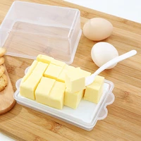 transparent butter storage box case container cheese server keeper tray with knife partition kitchen accessories
