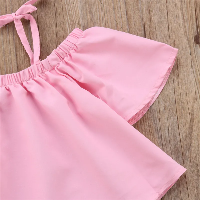 Детская летняя одежда для девочек 2 шт./компл. розовый топ на бретельках с