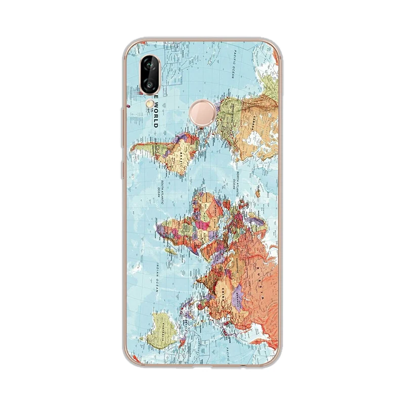 Чехлы ciciber для huawei P20 P8 P9 P10 mate 20 10 9 Lite X Pro, мягкая задняя крышка из ТПУ для huawei P Smart, карта мира - Цвет: 8