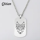 Персонализированный амулет Qitian в виде головы волка, армейская бирка, мужские ювелирные изделия, высококачественная нержавеющая сталь, двухсторонняя лазерная гравировка