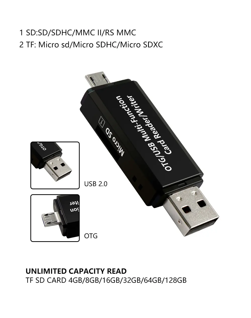 Nuiflash usb 2,0 мульти считыватель карт памяти OTG android адаптер мини кардридер для micro SD/TF microsd считыватель компьютера