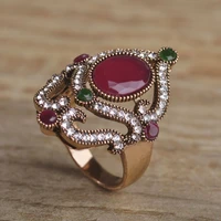 madrry turkish jewelry cool crystal rings for women men antique gold color 3 colors resin bague aneis wedding vintage accessory