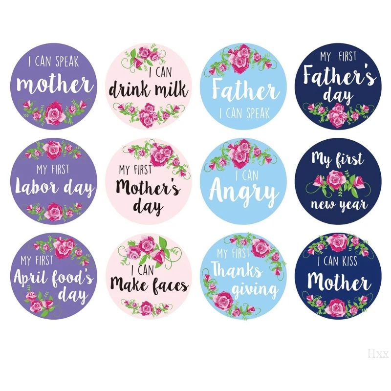 Новорожденные Беременные женщины ежемесячная фотография наклейка Забавный