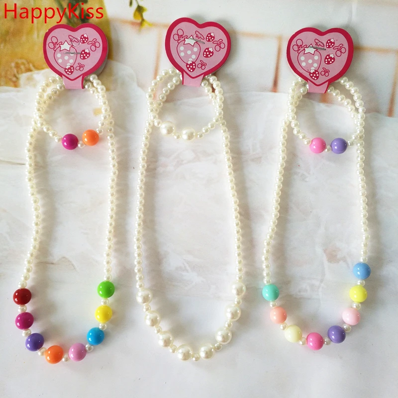 

5pcs Fashion pearl Bracelet Cute Candy Color Girls Flower Necklace Children 's Jewelry Petals Acrylic Children' s Necklace