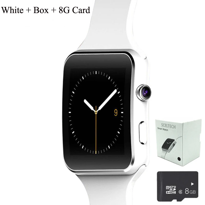 white with 8G card X6 Смарт часы с камерой сенсорный экран Поддержка SIM TF карта 8G Bluetooth Smartwatch Whatsapp Facebook для iPhone Android телефон - Цвет: white with 8G card