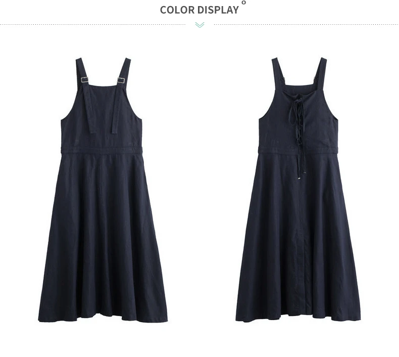 INMAN женские новинки, чистый цвет, длинное хлопковое свободное платье на бретелях, женское 1873103105 маятник