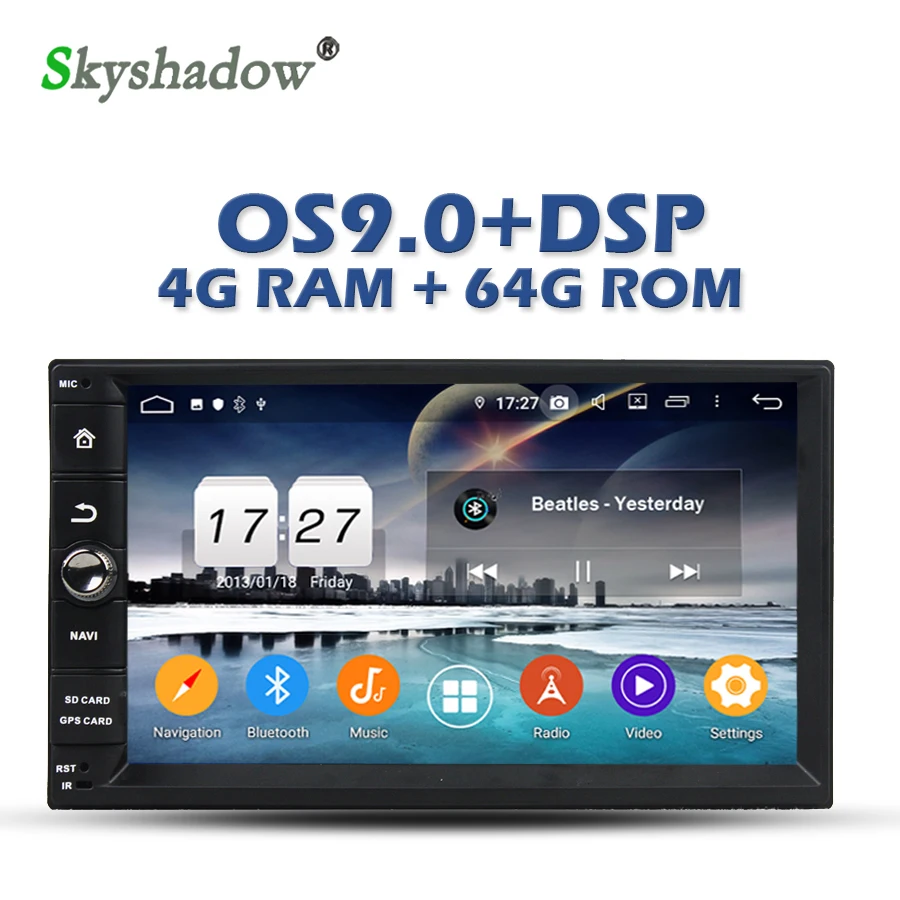 DSP ips Android 9 0 4 Гб + 64 ГБ 8 ядерный Универсальный Автомобильный dvd плеер gps карта RDS
