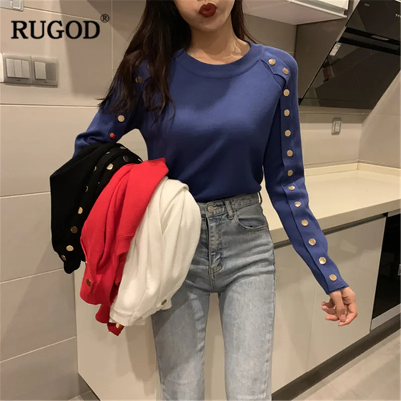 RUGOD 2019 Весна Для женщин Свитера Модные балетки на плоской подошве с круглым