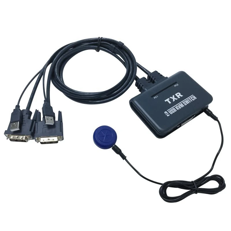 2 порта Usb 0 в 1 выход Dvi Kvm переключатель коробка с Аудио Видео кабелем для монитора