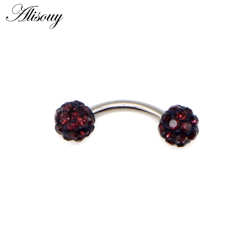 Alisouy 1 шт. хирургическая сталь для бровей Gem Изогнутое Кольцо для бровей изогнутый Пирсинг Штанга банан ювелирные изделия для пирсинга тела Bijoux Earlets