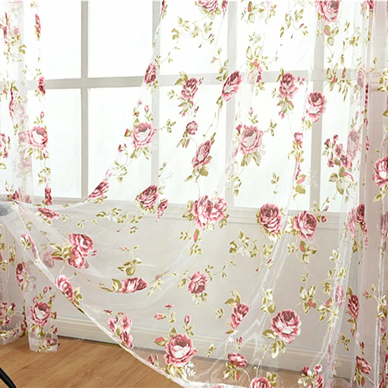 Новые тюлевые шторы с розами для спальни оконные кухни современные прозрачные