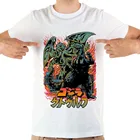 Мужская футболка Cthulhu fight kaiju, белая Повседневная футболка с мангой, японское аниме, лето 2019
