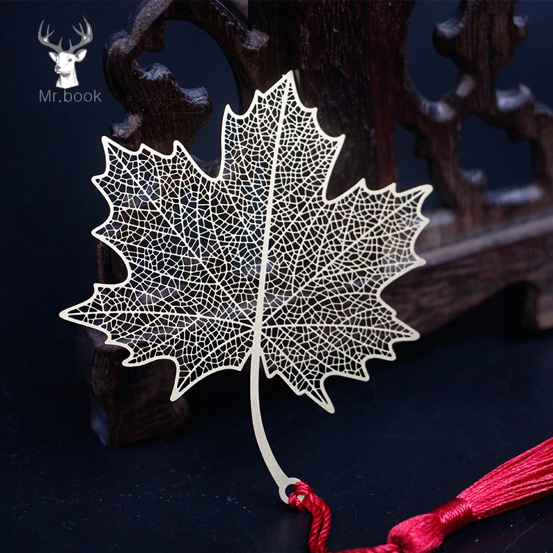 Милые Креативные золотые кленовые листья металлическая Закладка канцелярские